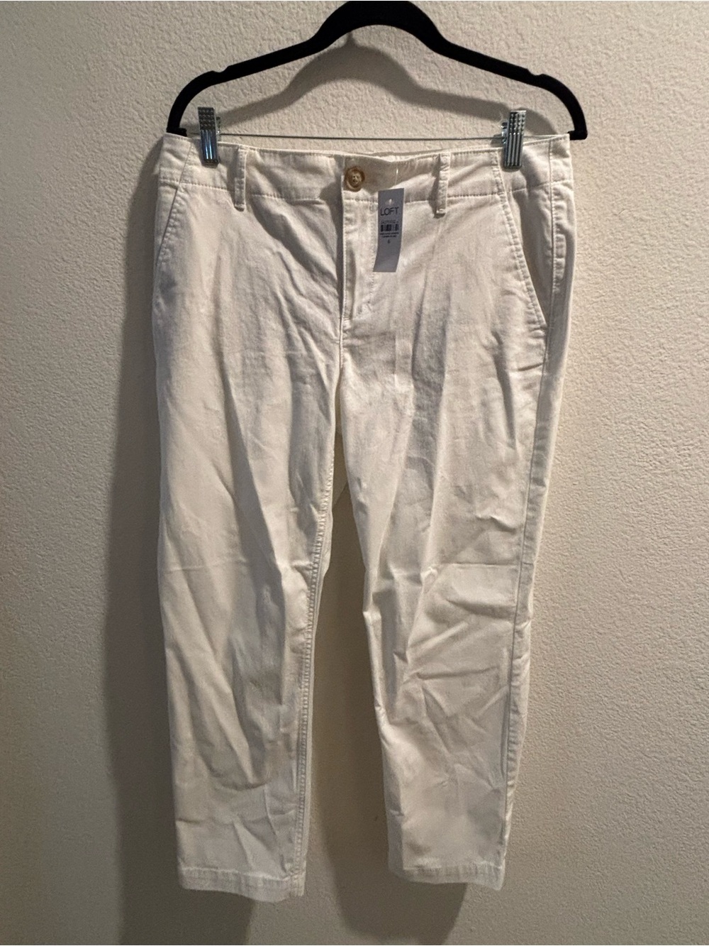 LOFT | Cropped Chino Pants | White | Size 6 | NWT